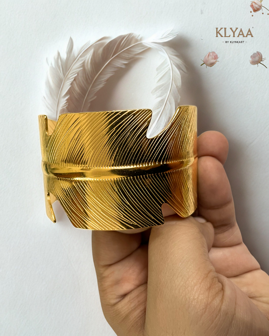 Aurea Leaf Sculpted Cuff – 18K Gold Plated Anti-Tarnish Statement Cuff by KLYAA