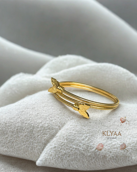 Butterfly Embrace Coil Bracelet – 18K Gold Plated Anti-Tarnish Triple Coil Bracelet with Butterfly Ends by KLYAA