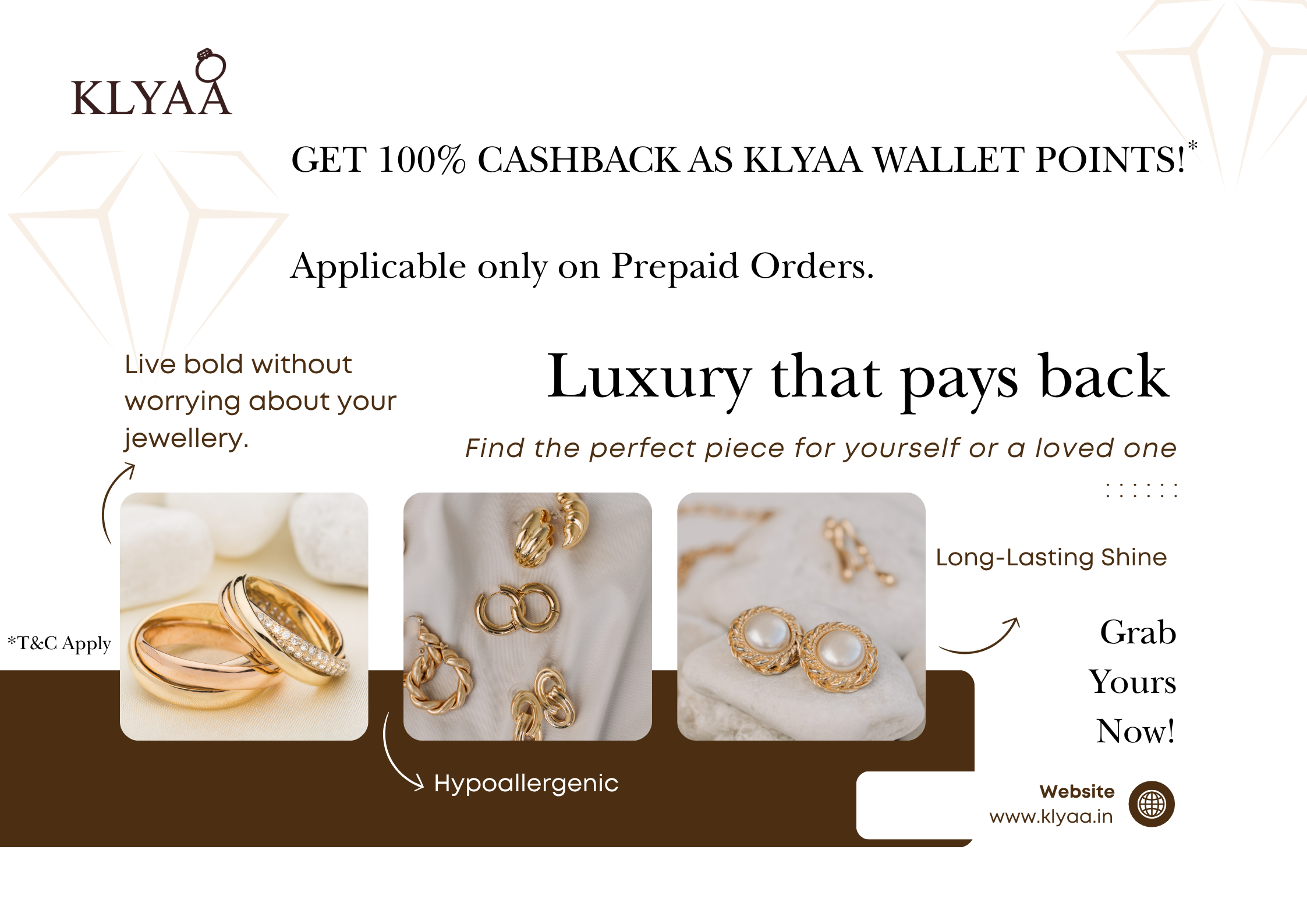 KLYAA 100% CASHBACK OFFER, 18K Gold plated Anti-Tarnish jewellery