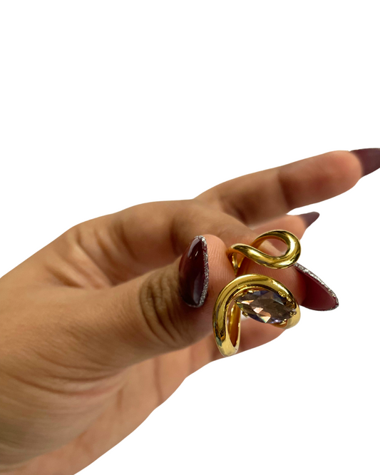 KLYAA Amethyst Whisper Ring – 18K Gold-Plated Anti-Tarnish Purple Crystal Ring