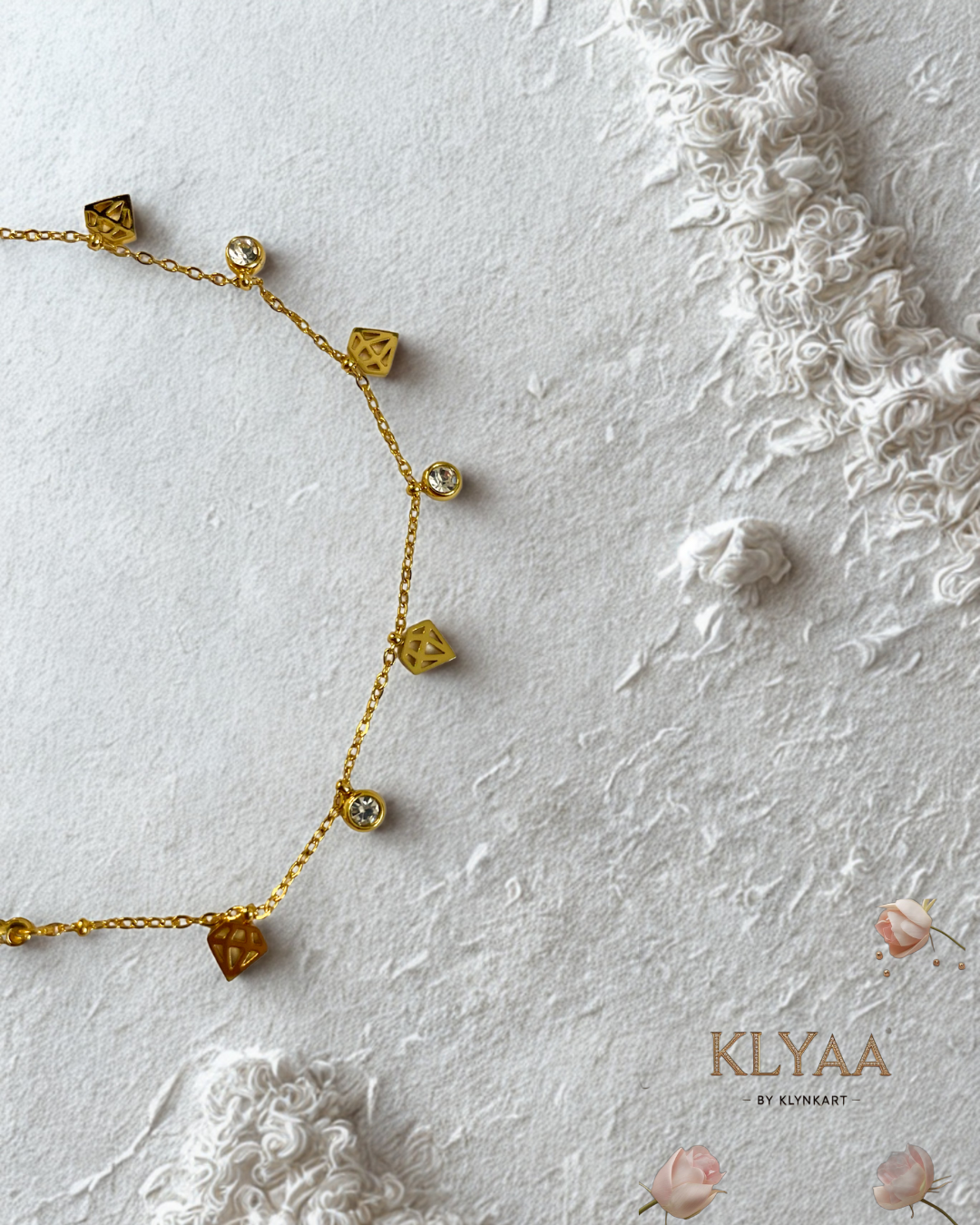 Delicate 18K Gold Plated Chain Bracelet with Charms and Stones – Anti-Tarnish by KLYAA