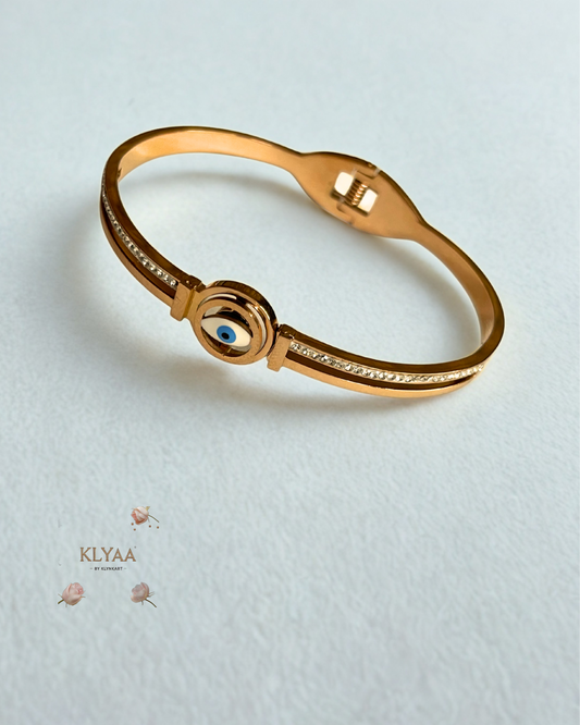 18K Rose Gold Plated Anti-Tarnish Rotating Evil Eye Bracelet by KLYAA