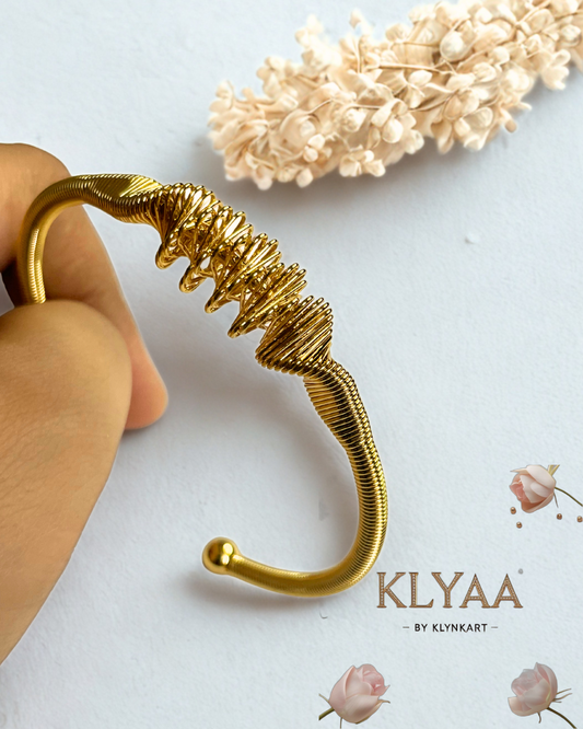 Spiral Coil Luxe Bracelet – 18K Gold Plated Anti-Tarnish Sculpted Open Cuff by KLYAA