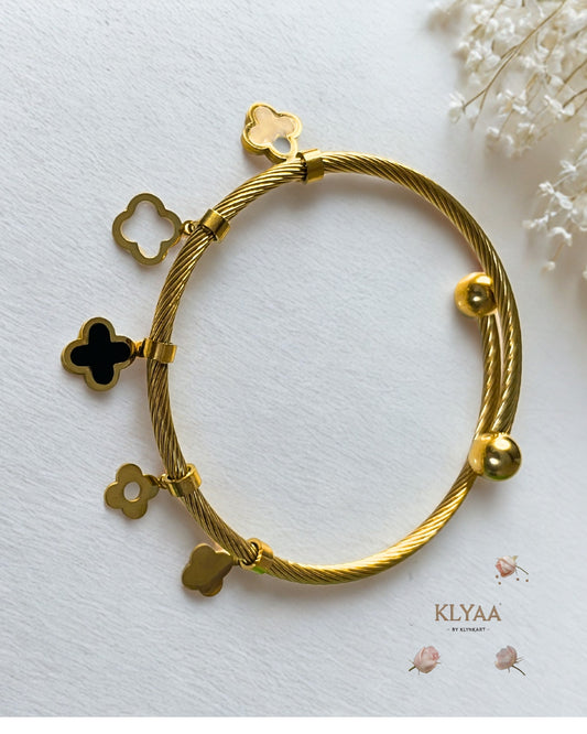 Van Cleef-Inspired Clover Charm Adjustable 18K Gold Plated Bracelet | Anti-Tarnish | KLYAA