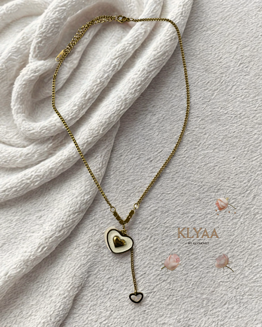 Gold heart pendant drop chain by KLYAA - anti-tarnish luxury necklace for girls and women