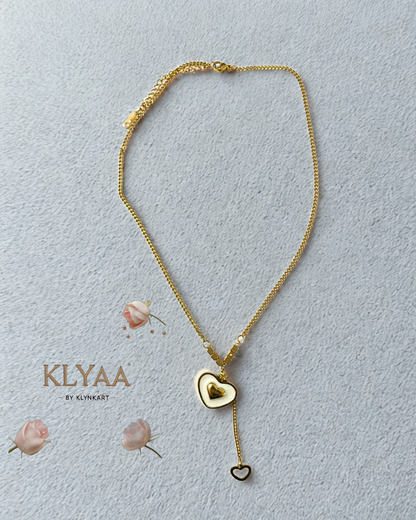 Gold heart pendant drop chain by KLYAA - anti-tarnish luxury necklace for girls and women