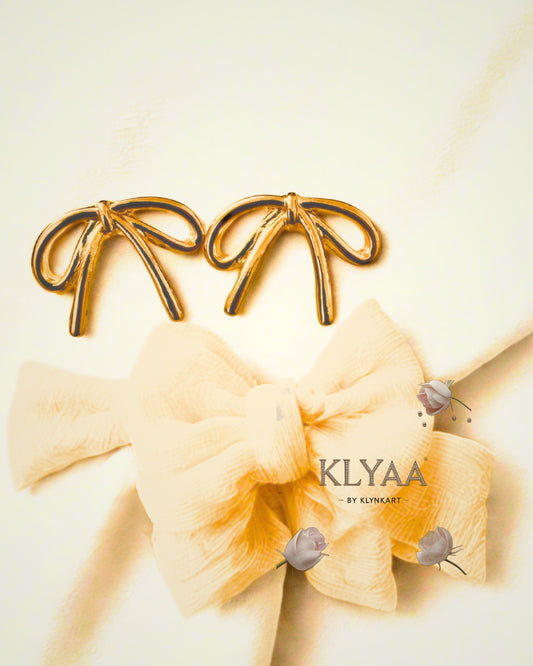 Auréa Bow Anti-Tarnish Gold Stud Earrings by KLYAA – Premium Luxury Jewelry