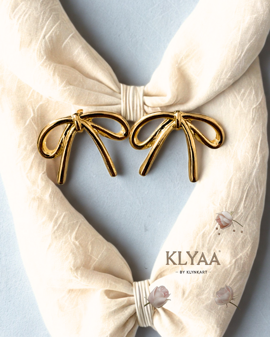 Auréa Bow Anti-Tarnish Gold Stud Earrings by KLYAA – Premium Luxury Jewelry