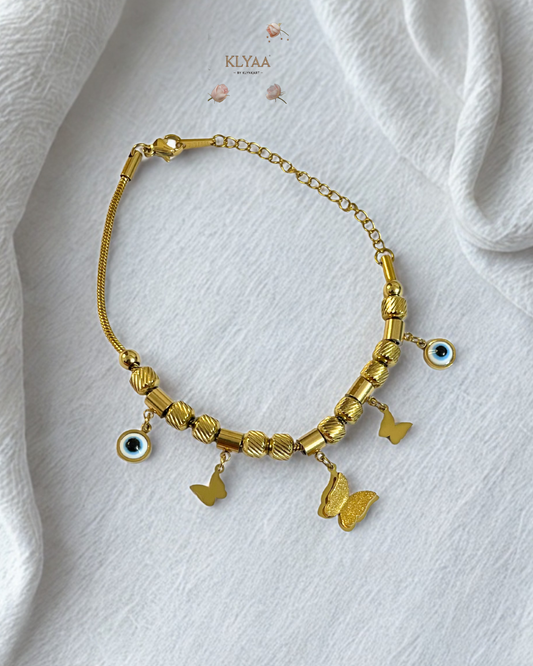 Bold Evil Eye and Butterfly Charm Bracelet – 18K Gold Plated, Anti-Tarnish by KLYAA