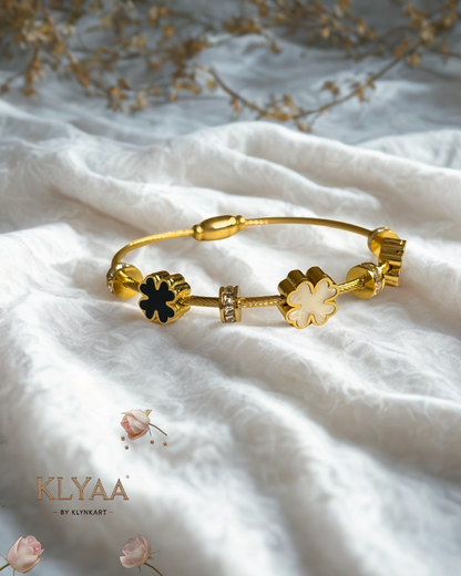 Blossom Luxe Charm 18K Gold Plated Anti-Tarnish Bangle Bracelet | KLYAA