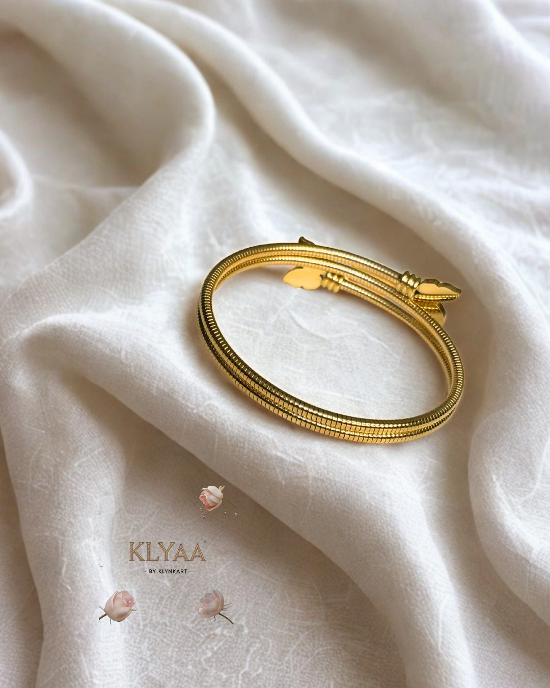 Butterfly Embrace Coil Bracelet – 18K Gold Plated Anti-Tarnish Triple Coil Bracelet with Butterfly Ends by KLYAA
