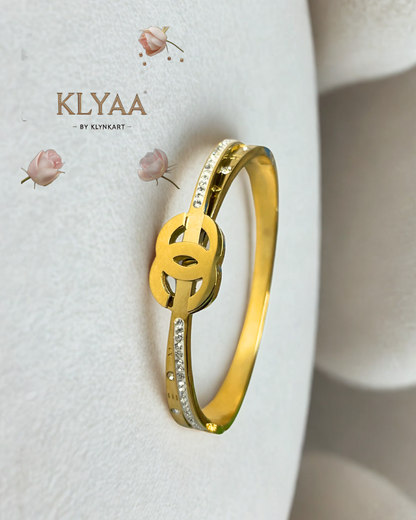 CHANEL-Inspired Interlock Gold Kada – Designer bracelet with diamond accents by KLYAA