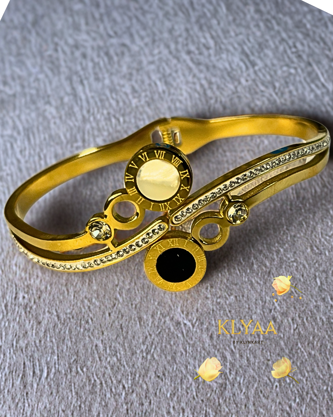 Celeste Roman Dial 18K Gold 
Plated Kada – KLYAA Luxury Jewellery