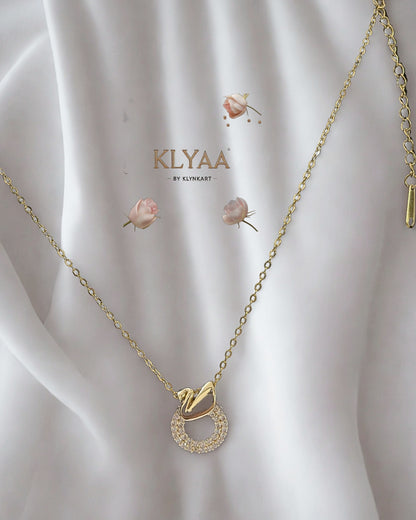 Luxury gold chain necklace with halo swan pendant by KLYAA