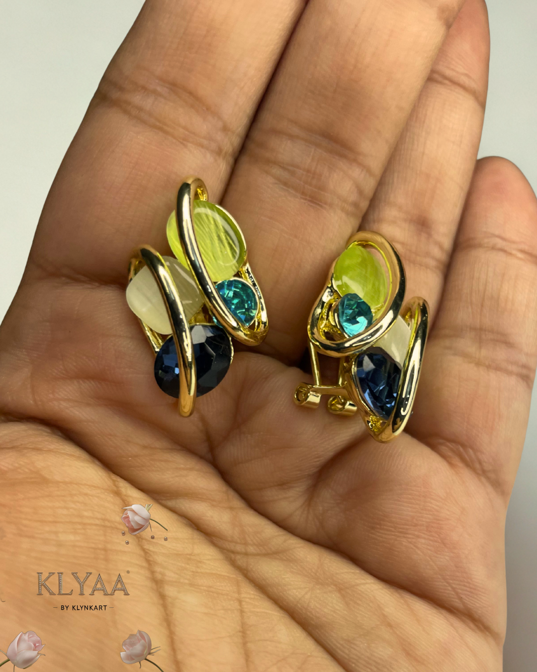 Elysian Swirl crystal pendant set with abstract multi-stone design in dual-tone chain – Signature limited edition jewellery by KLYAA