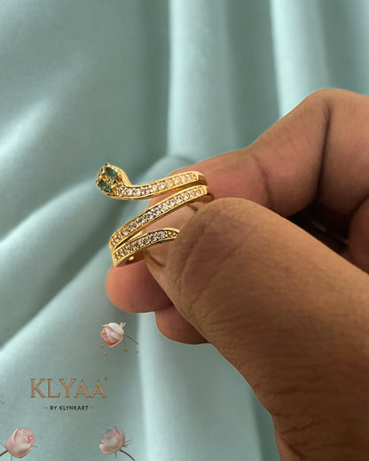 Luxury anti-tarnish serpent ring adjustable in hand – KLYAA premium jewellery