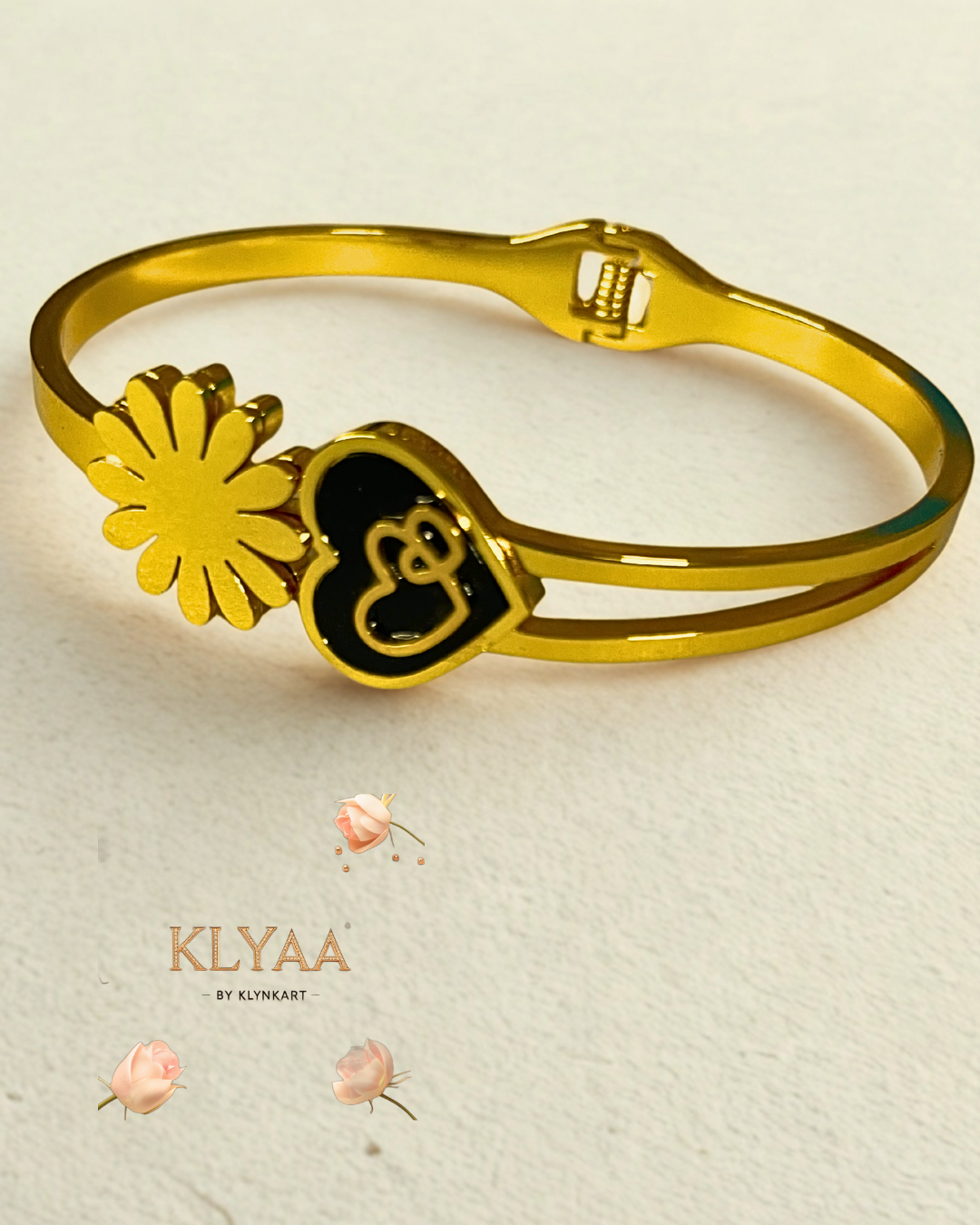 Eternal Bloom Heart Kada_18K Gold-Toned Designer Kada for Women_1500