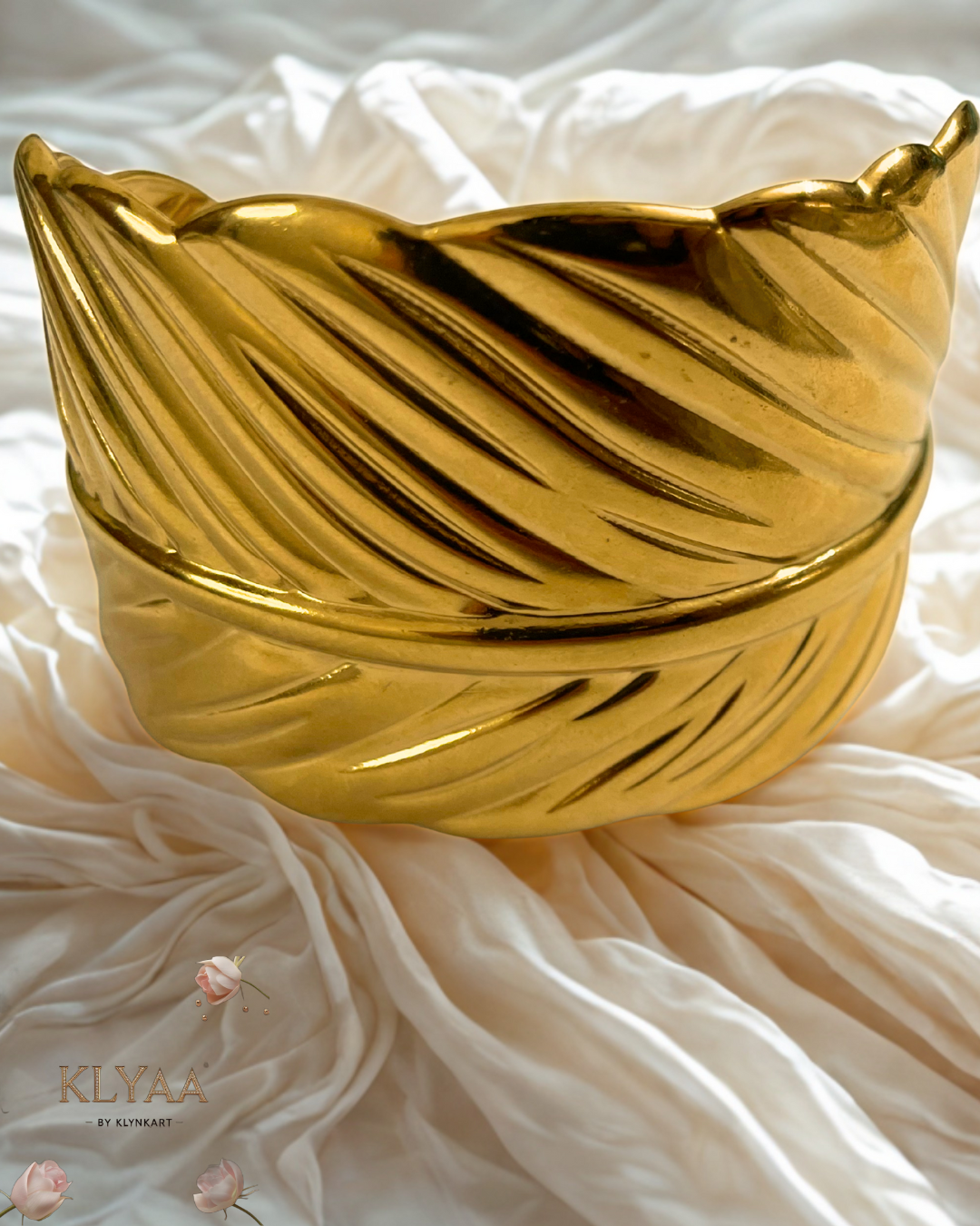 Gilded Whisper Leaf Cuff – Adjustable 18K Gold Plated Anti-Tarnish Leaf Design Bracelet by KLYAA