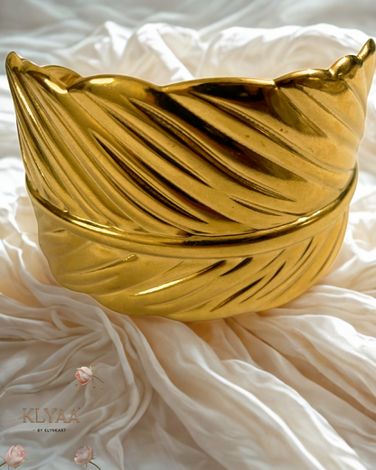 Gilded Whisper Leaf Cuff – Adjustable 18K Gold Plated Anti-Tarnish Leaf Design Bracelet by KLYAA