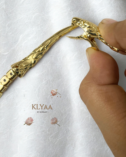 Gold-toned anti-tarnish minimalist snake chain by KLYAA displayed on a mannequin in various angles