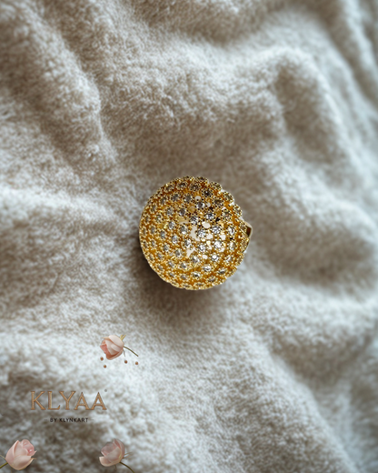 Gold finish full-stone adjustable dome ring by KLYAA