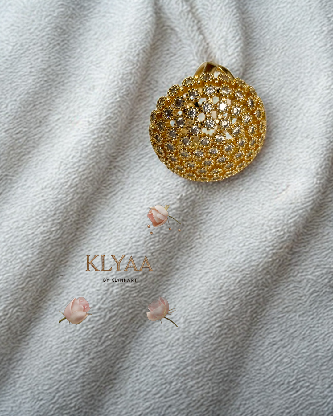 Gold finish full-stone adjustable dome ring by KLYAA