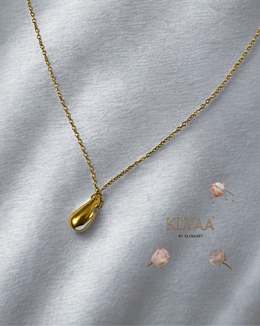 Gold drop pendant chain with anti-tarnish finish by KLYAA