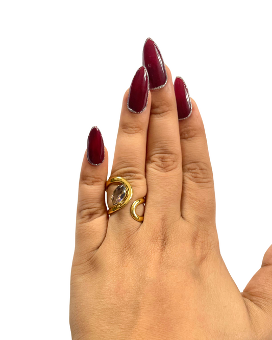 KLYAA Amethyst Whisper Ring – 18K Gold-Plated Anti-Tarnish Purple Crystal Ring