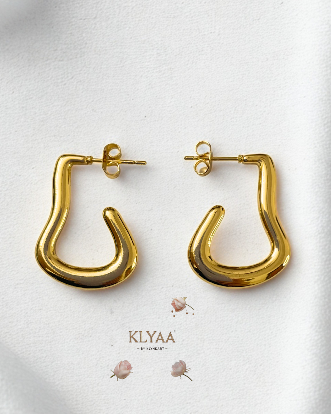 Anti-tarnish sculpted drip curve gold earrings by KLYAA