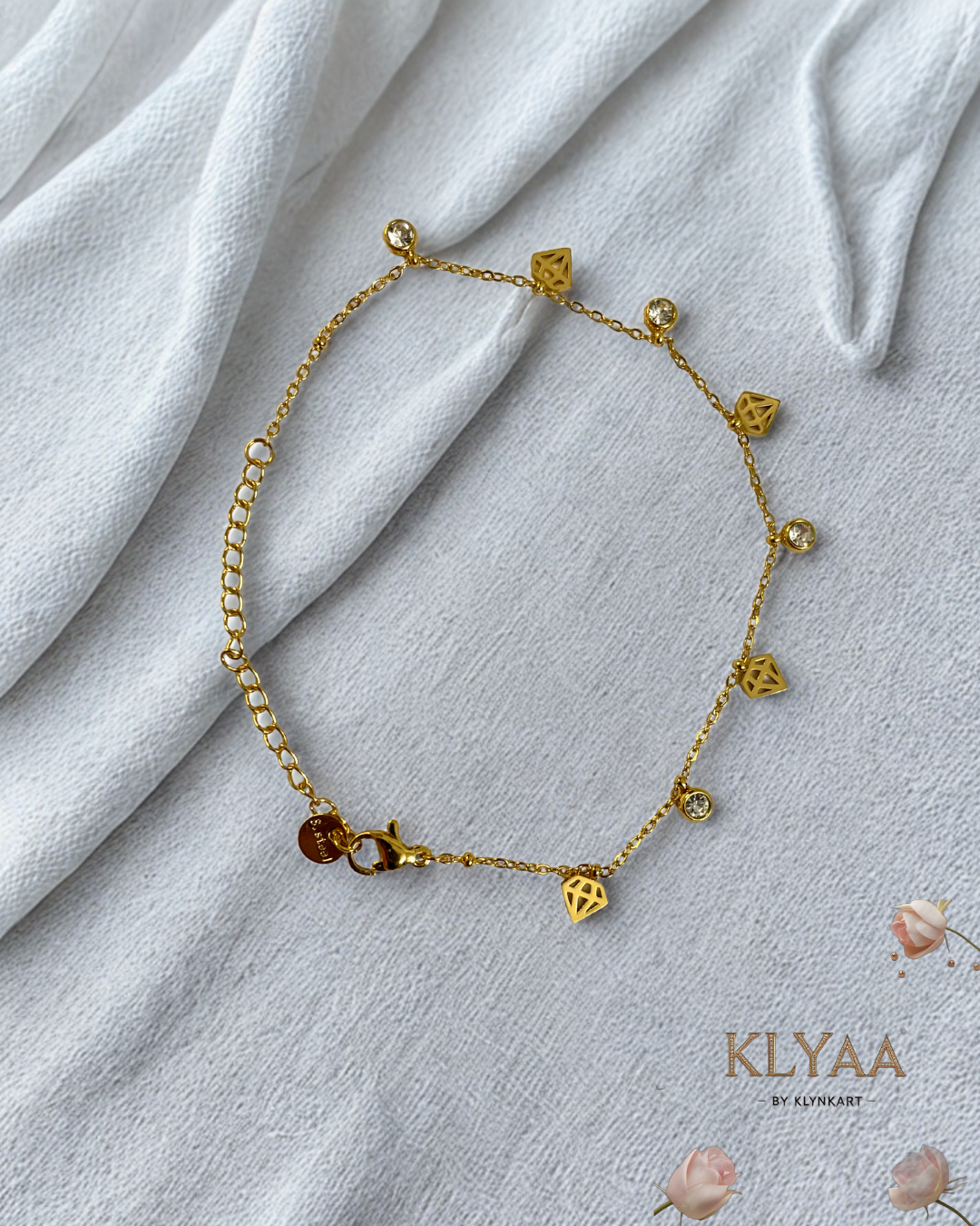 Delicate 18K Gold Plated Chain Bracelet with Charms and Stones – Anti-Tarnish by KLYAA