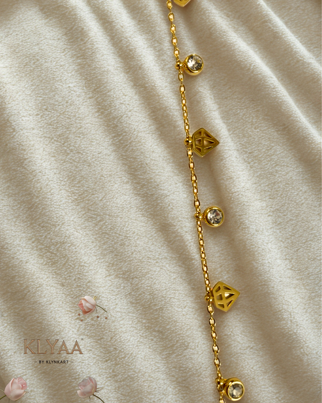Delicate 18K Gold Plated Chain Bracelet with Charms and Stones – Anti-Tarnish by KLYAA
