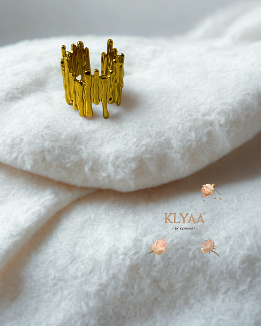 Molten gold anti-tarnish adjustable statement ring by KLYAA