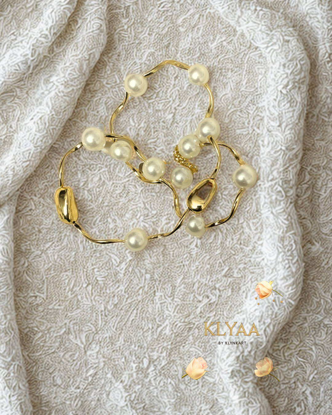 Anti-Tarnish pearl and gold twisted bracelet from KLYAA