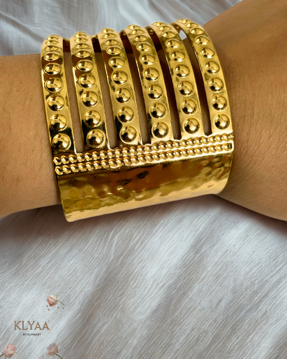 Regalia Bead Embossed 18K Gold Plated Anti-Tarnish Cuff | KLYAA