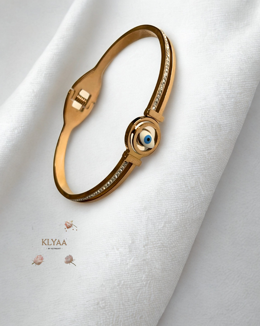 18K Rose Gold Plated Anti-Tarnish Rotating Evil Eye Bracelet by KLYAA