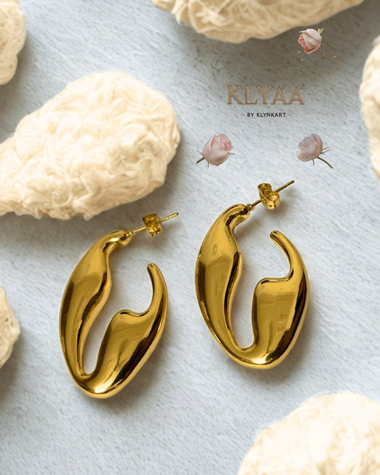 Solara Molten Hoop Earrings by KLYAA – Abstract Sculptural Gold Hoops