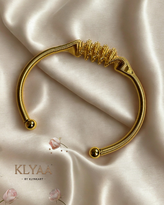 Spiral Coil Luxe Bracelet – 18K Gold Plated Anti-Tarnish Sculpted Open Cuff by KLYAA