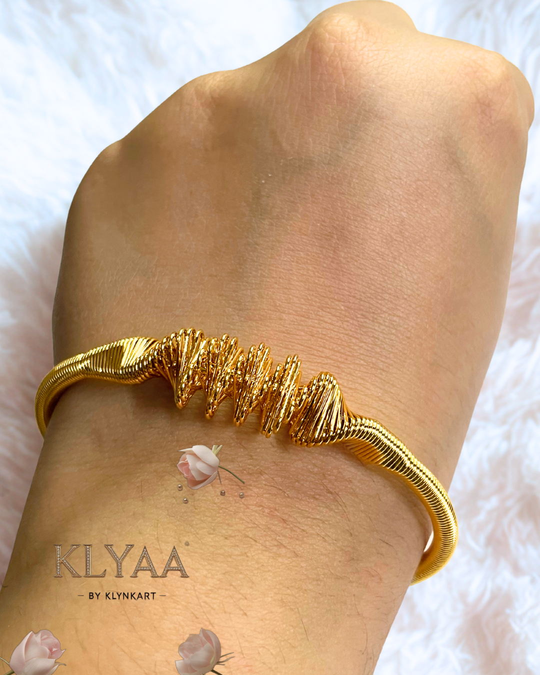 Spiral Coil Luxe Bracelet – 18K Gold Plated Anti-Tarnish Sculpted Open Cuff by KLYAA