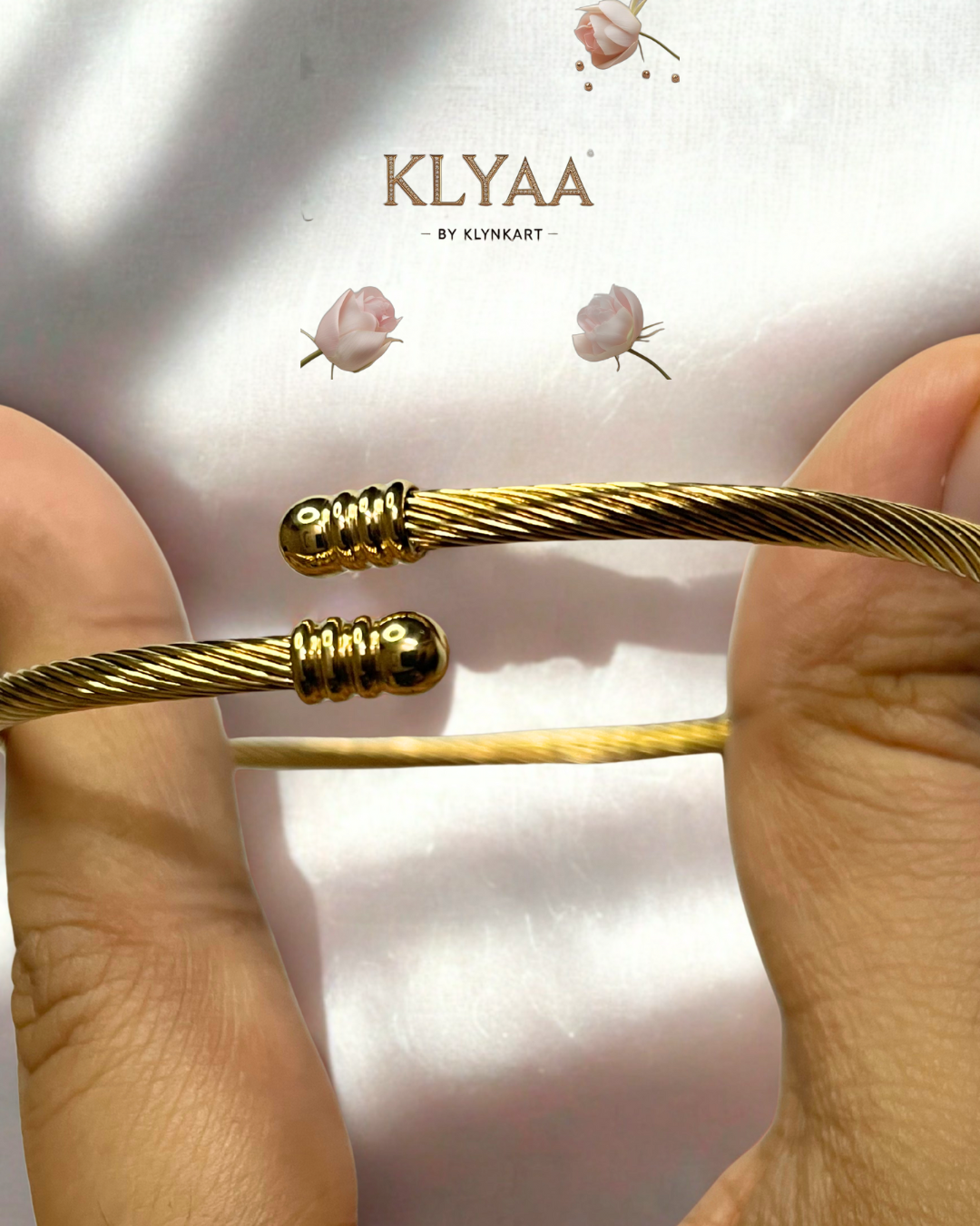 Twist Luxe Cable Bracelet – 18K Gold Plated Anti-Tarnish Adjustable Unisex Jewellery by KLYAA