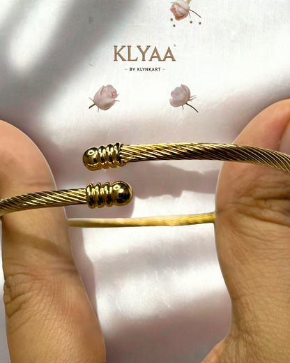 Twist Luxe Cable Bracelet – 18K Gold Plated Anti-Tarnish Adjustable Unisex Jewellery by KLYAA