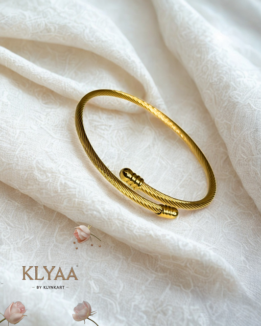 Twist Luxe Cable Bracelet – 18K Gold Plated Anti-Tarnish Adjustable Unisex Jewellery by KLYAA