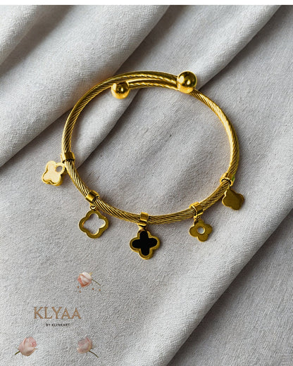 Van Cleef-Inspired Clover Charm Adjustable 18K Gold Plated Bracelet | Anti-Tarnish | KLYAA