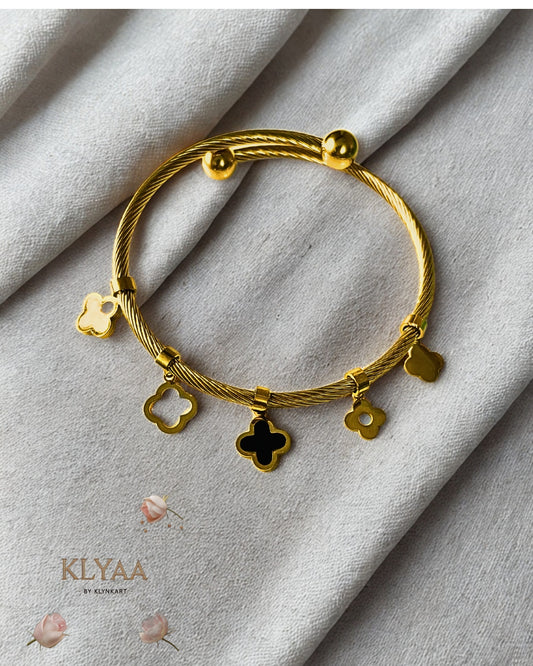 Van Cleef-Inspired Clover Charm Adjustable 18K Gold Plated Bracelet | Anti-Tarnish | KLYAA