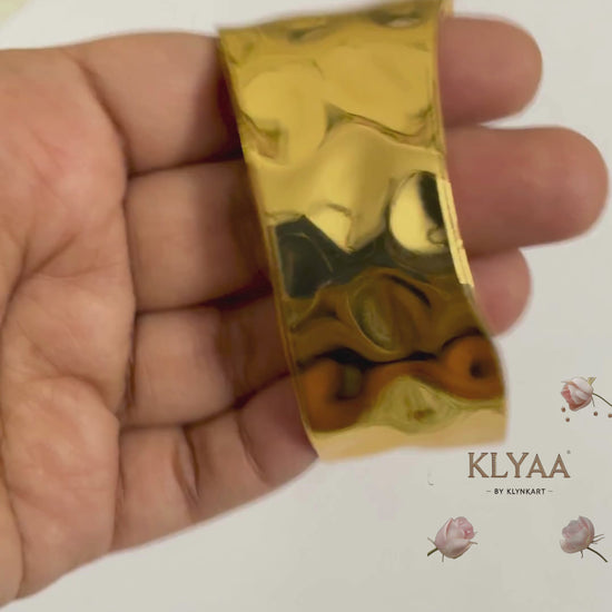 Molten Mirage Adjustable Cuff Bracelet – 18K Gold Plated, Anti-Tarnish Hammered Texture Statement Jewellery by KLYAA