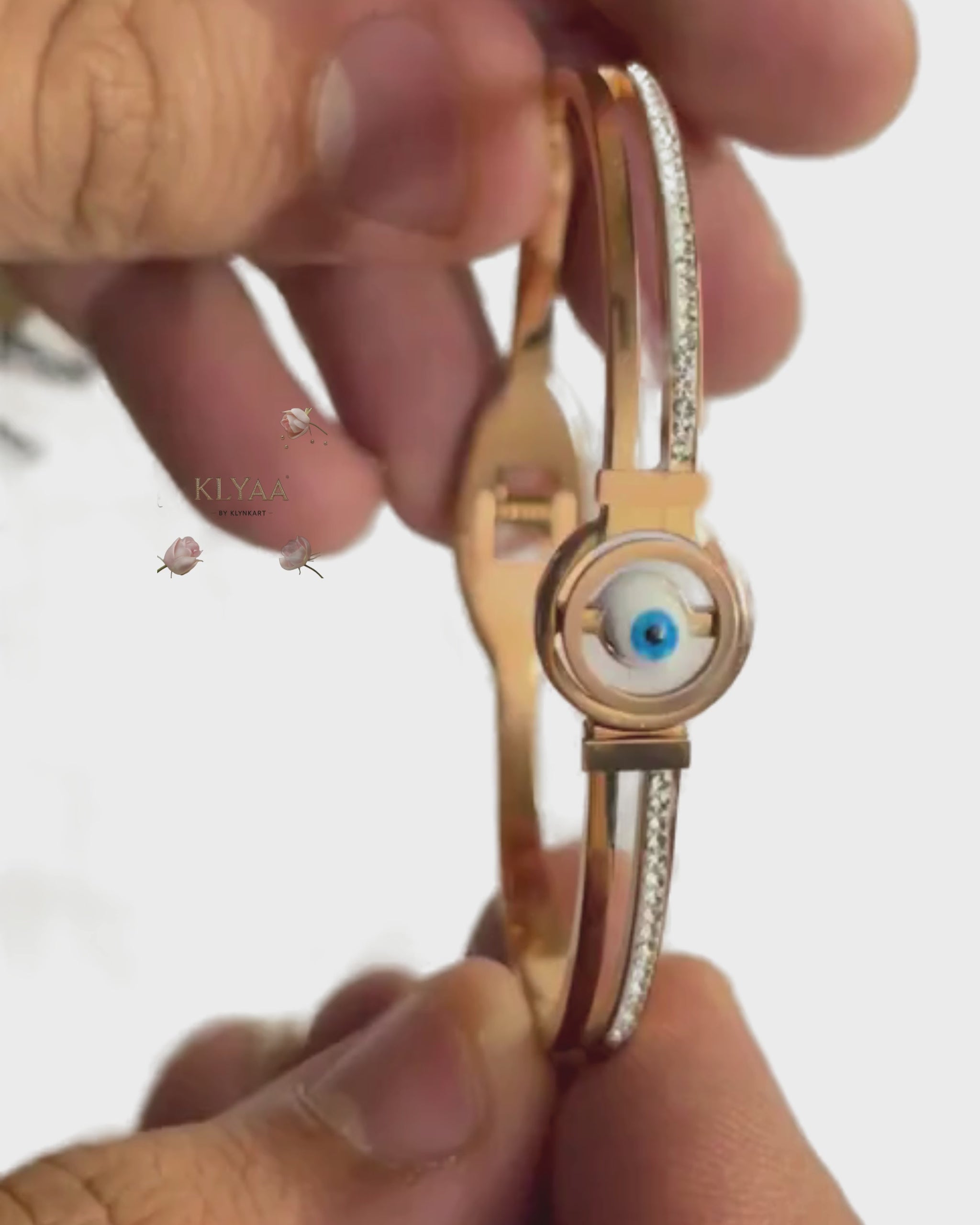 18K Rose Gold Plated Anti-Tarnish Rotating Evil Eye Bracelet by KLYAA