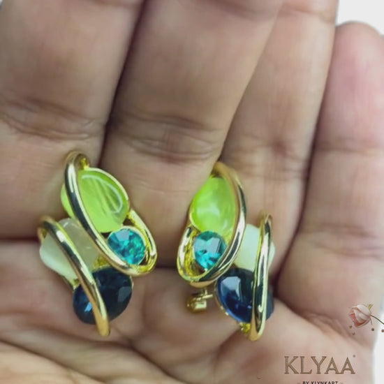 Elysian Swirl crystal pendant set with abstract multi-stone design in dual-tone chain – Signature limited edition jewellery by KLYAA