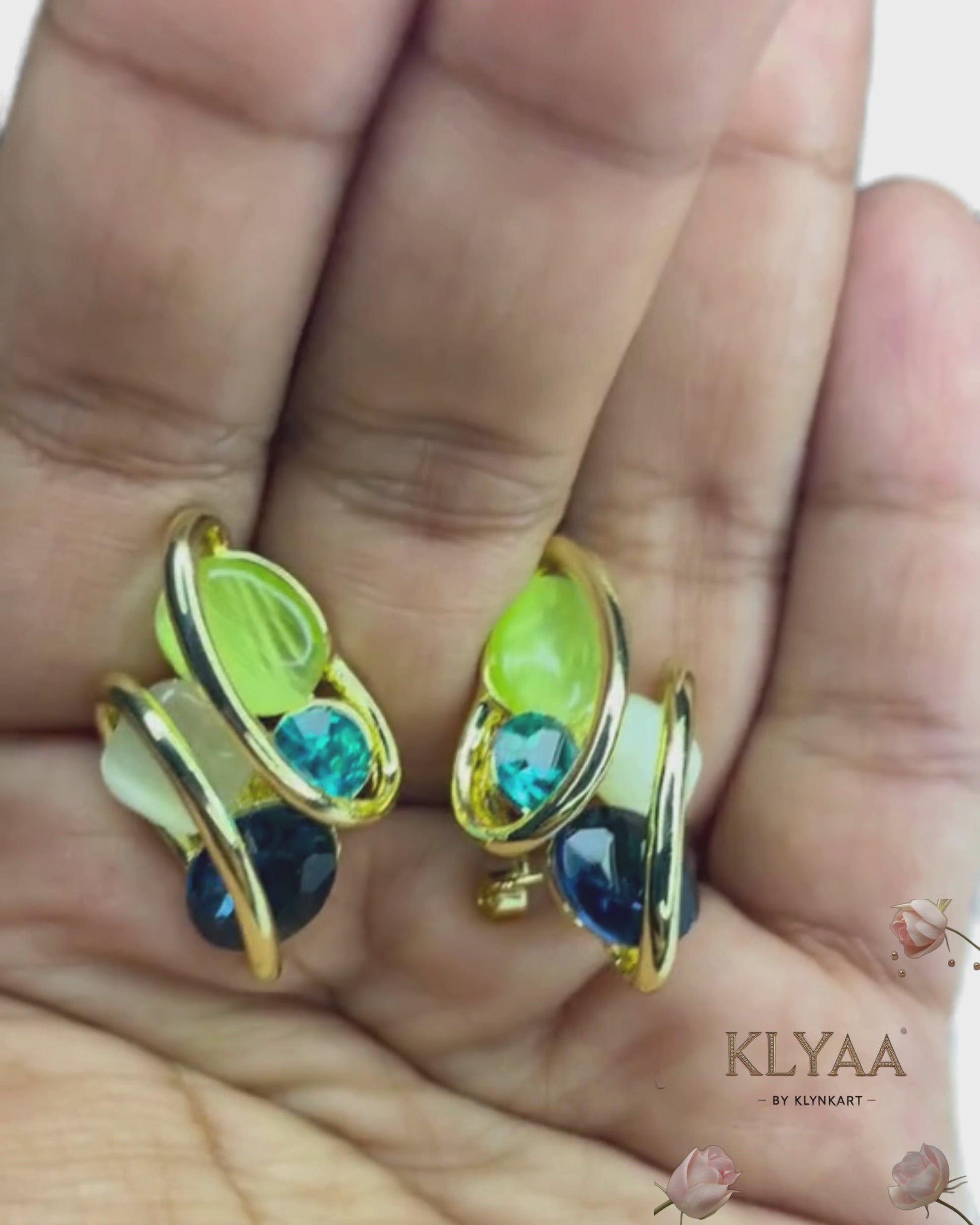 Elysian Swirl crystal pendant set with abstract multi-stone design in dual-tone chain – Signature limited edition jewellery by KLYAA